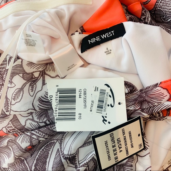 Nine West / Coral White Taupe Floral Sequins Bead - Picture 8 of 8